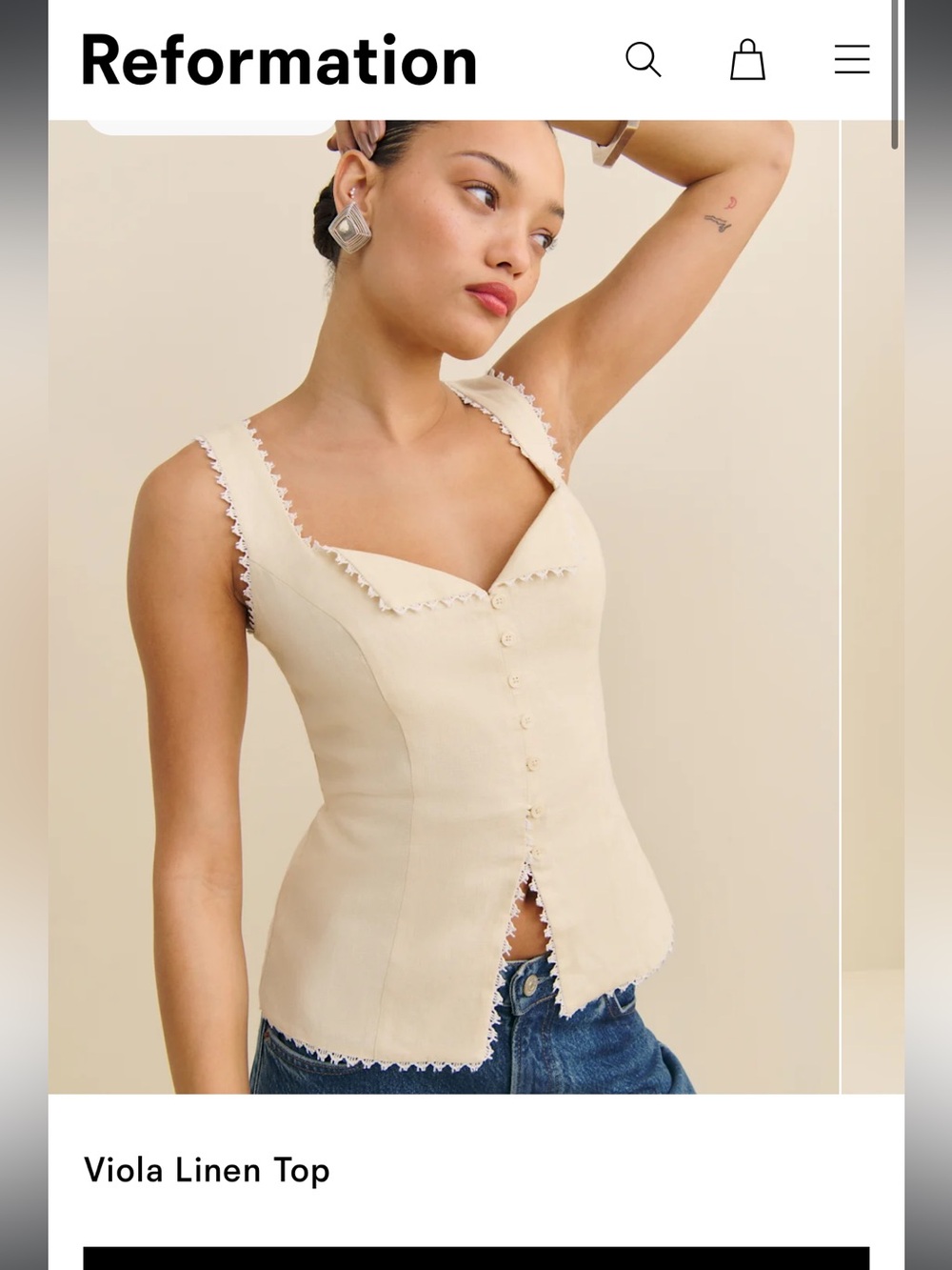 Reformation Viola Linen Top - Picture 2 of 3